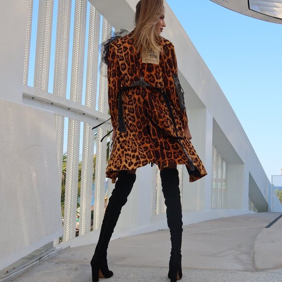 Avangard Designer Upcycled Clothing Jacket Artisan Distressed Animal Print - Picture 3 of 17